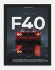 ferrari - f40 - legend - iconic - red - supercar - poster - SKANDINAVER