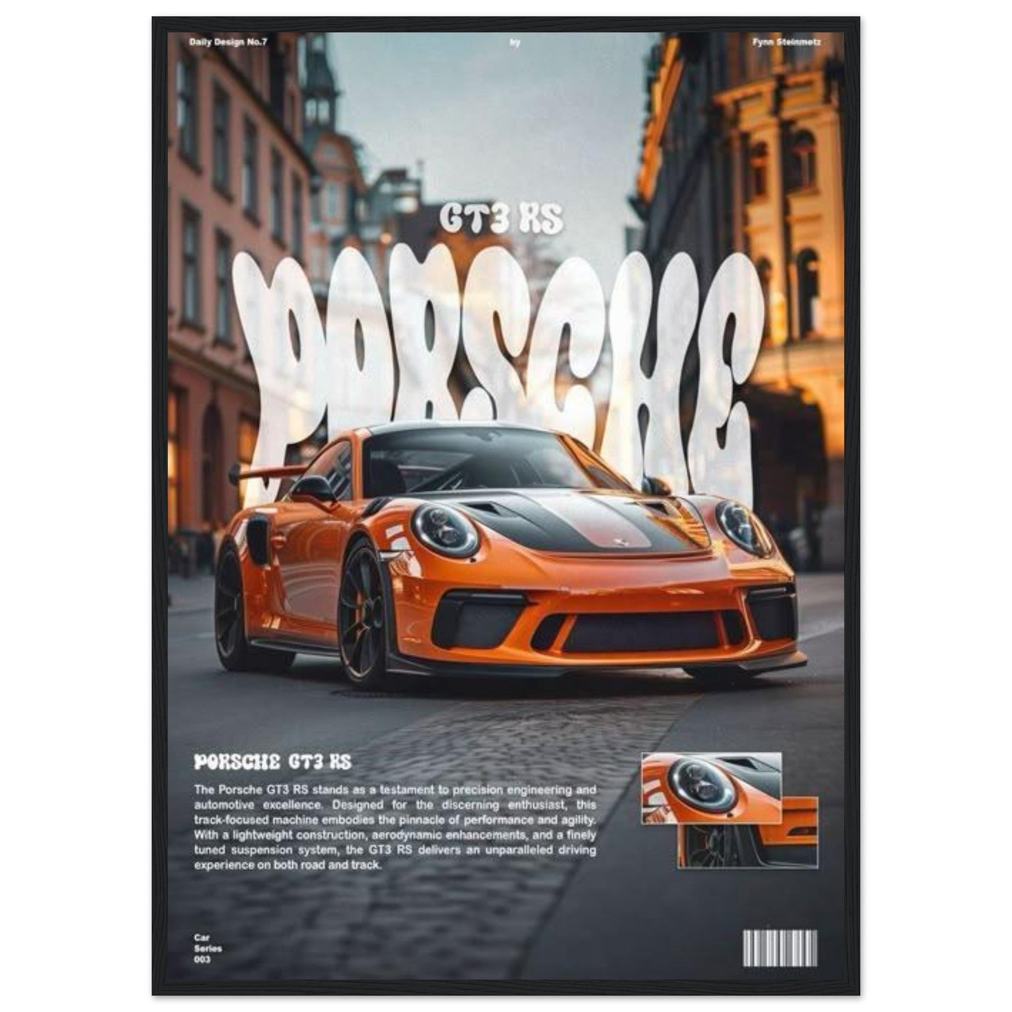 Porsche 911 GT3RS Orange wall art - SKANDINAVER
