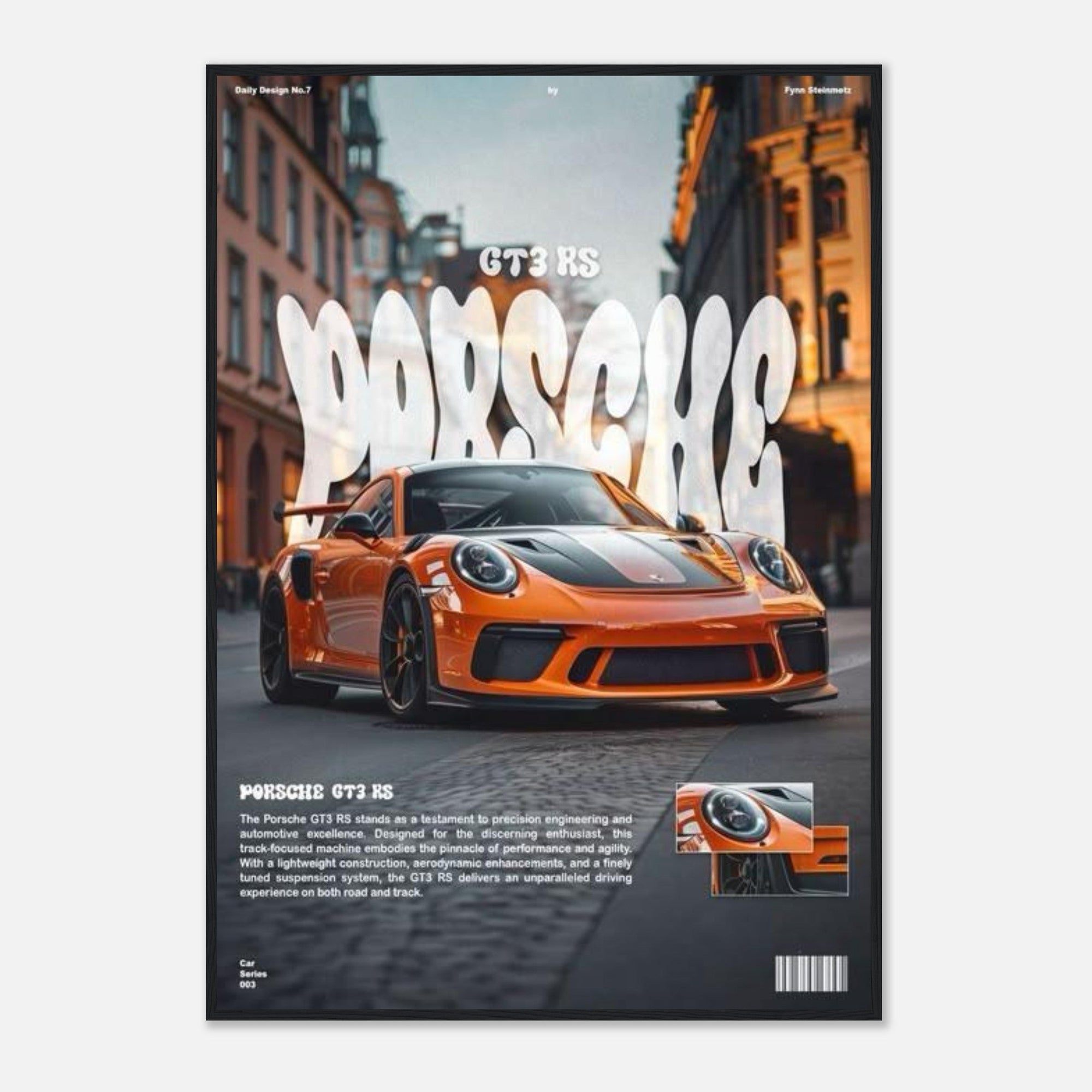 Porsche 911 GT3RS Orange wall art - SKANDINAVER